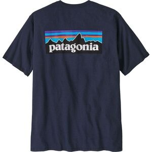 Patagonia Responsibi-tee navy blue graphic logo short sleeve cotton tee shirt